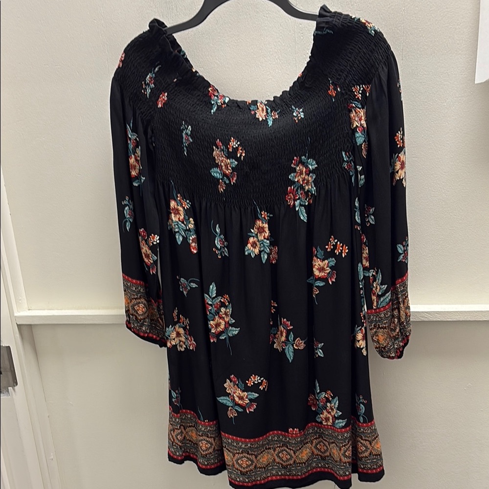Floral Black Women's Dress